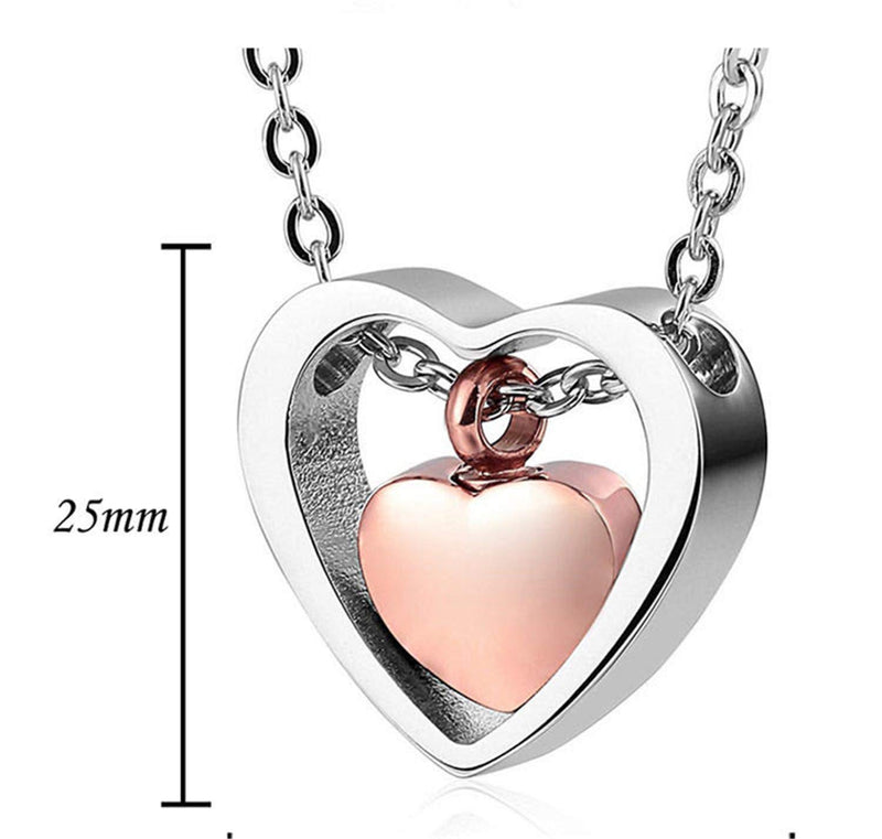 [Australia] - XUEERMEI Heart Cremation Urn Necklace for Ashes Memorial Keepsake Jewelry No Longer by My Side Forever in My Heart S5-Rose 