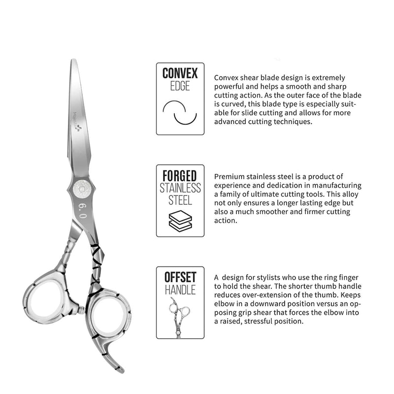 [Australia] - Professional Hair Scissors - VERY SHARP - Barber 6.0-inch Razor Edge Hair Cutting Shears - Made from Forged Stainless Steel with Fine Adjustment Screw 