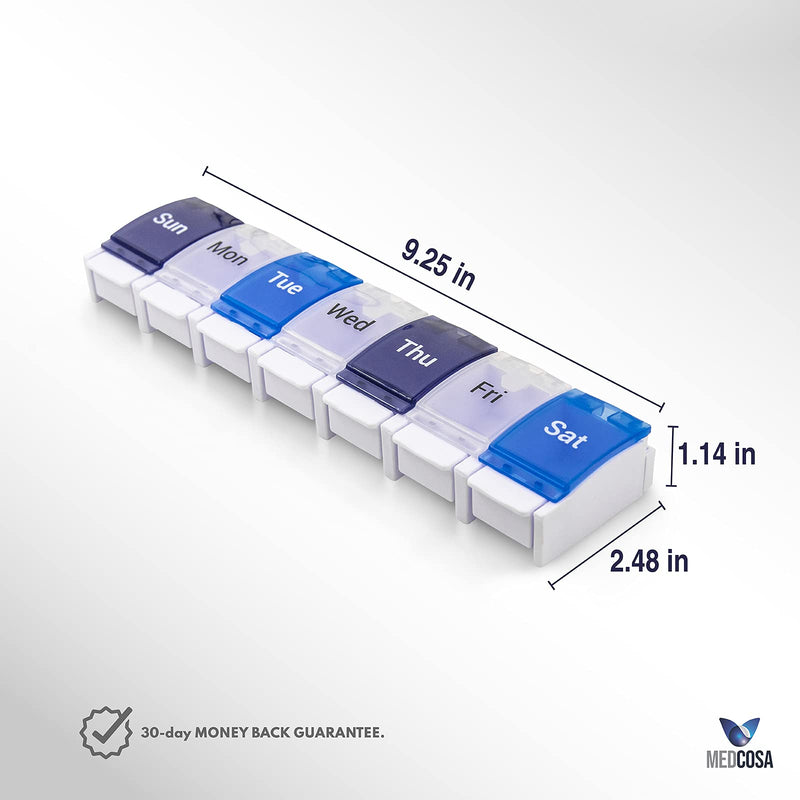 [Australia] - Medcosa 7 Days Pill Case | Goodbye Spilled Pills | Weekly Medicine Organizer | Supplement Box with 7 Compartments 