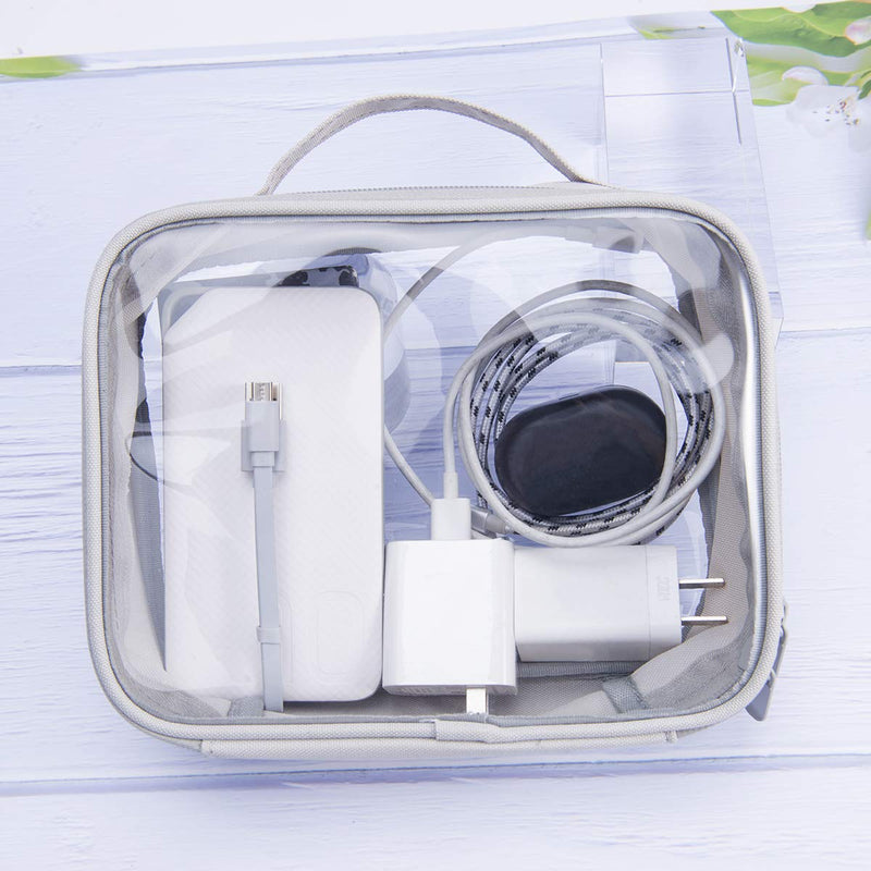 [Australia] - Clear Makeup Bag, Anrui TSA Approved Clear Toiletry bag Waterproof Cosmetic Bag Case Travel Liquids Organizer Carry On Luggage for Women Men Grey 3 Pack (Same Size) 2 - grey 