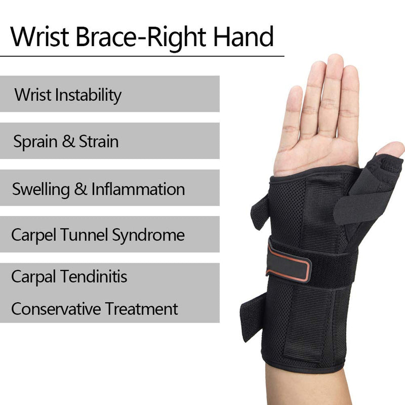 [Australia] - Wrist Brace with Thumb Spica Splint Wrist Support Thumb Spica Thumb Support for Arthritis, Sprains, Carpal Tunnel Pain, Tendonitis (Right,M) Wrist & Thumb Brace Right-M (6-7") 