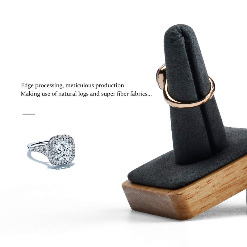 [Australia] - Oirlv Single Finger Wooden Ring Display Stand Jewelry Showcase Display Holder (Grey) Grey 