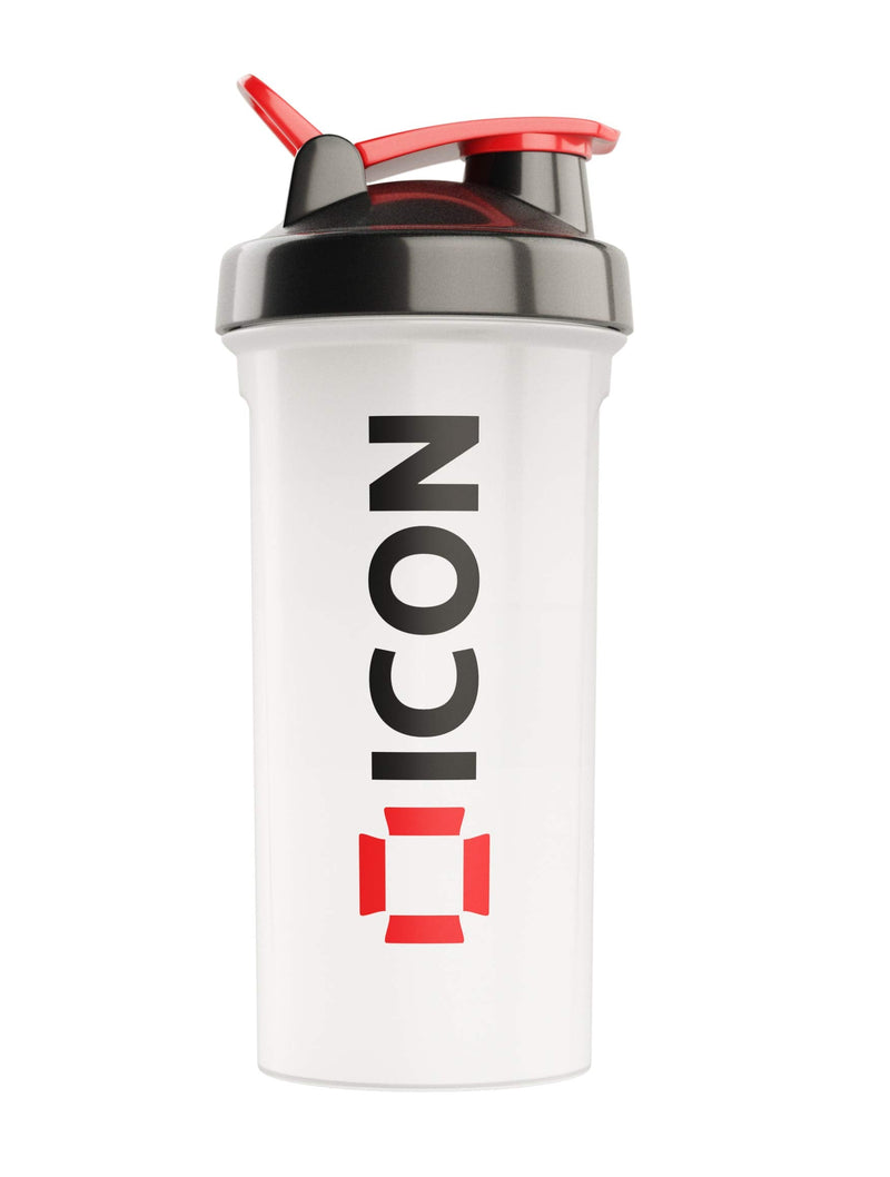[Australia] - ICON Protein Shaker Bottle, 100% Leak Proof 700ml Protein Shaker - Clear with Red Cap Clear / Black (Red Cap) 