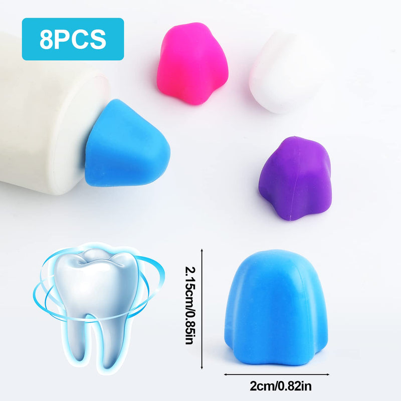 [Australia] - AIEX 8pcs Toothpaste Cap, Cute Star Shape Tooth Paste Squeezer Cap No Mess No Waste Self-Closing Toothpaste Toppers for Kids Adults Bathroom (4 Colors) 