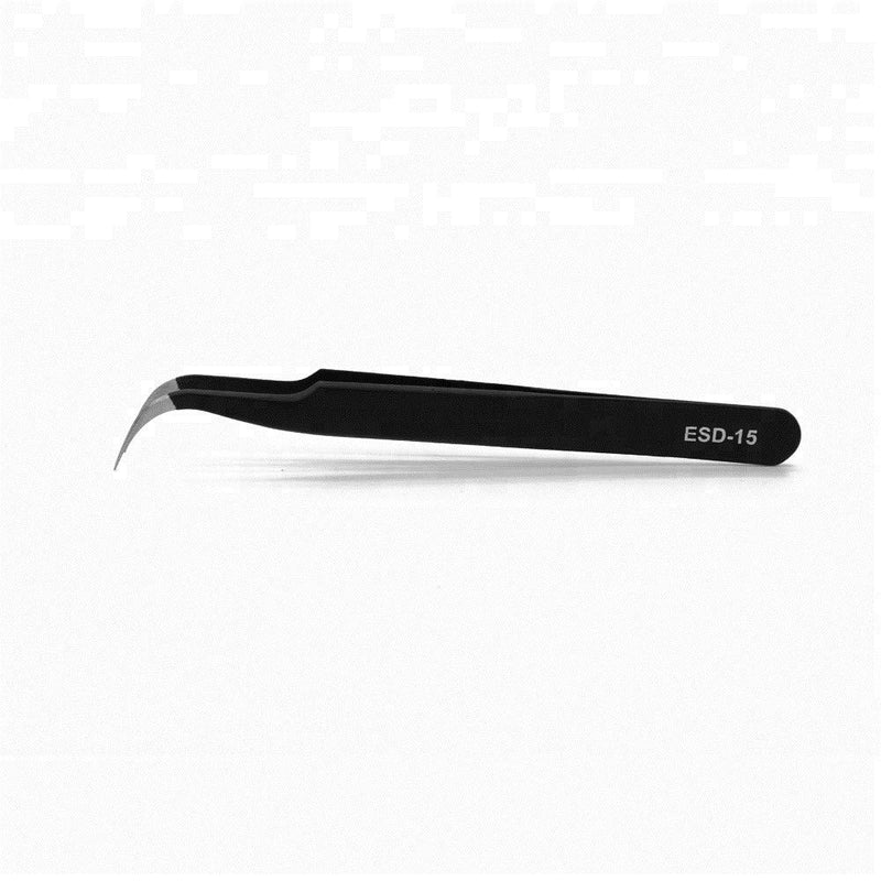 [Australia] - Industrial Anti-static Stainless Steel Tweezers Personal Care Eyebrow/Eyelash Tweezers (ESD15) ESD15 