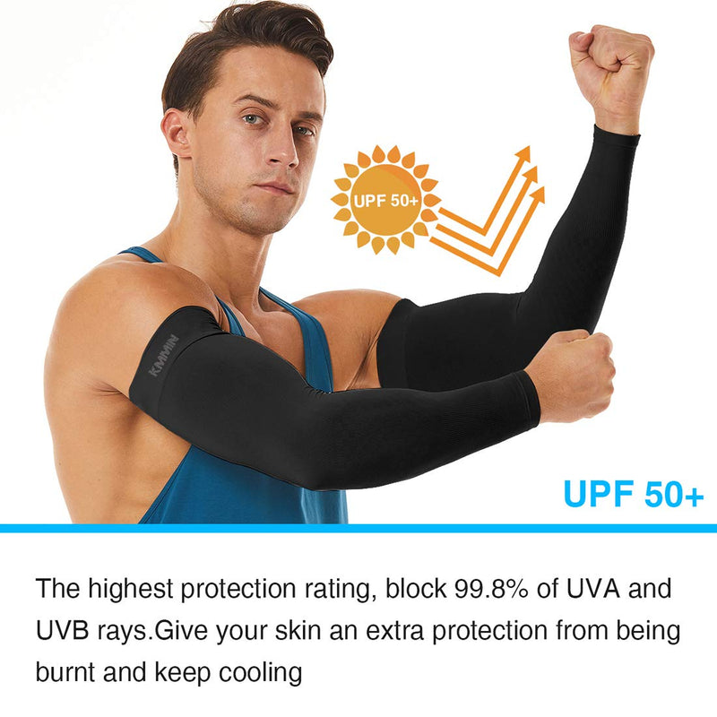 [Australia] - KMMIN Arm Sleeves UV Protection for Driving Cycling Golf Basketball 2black 