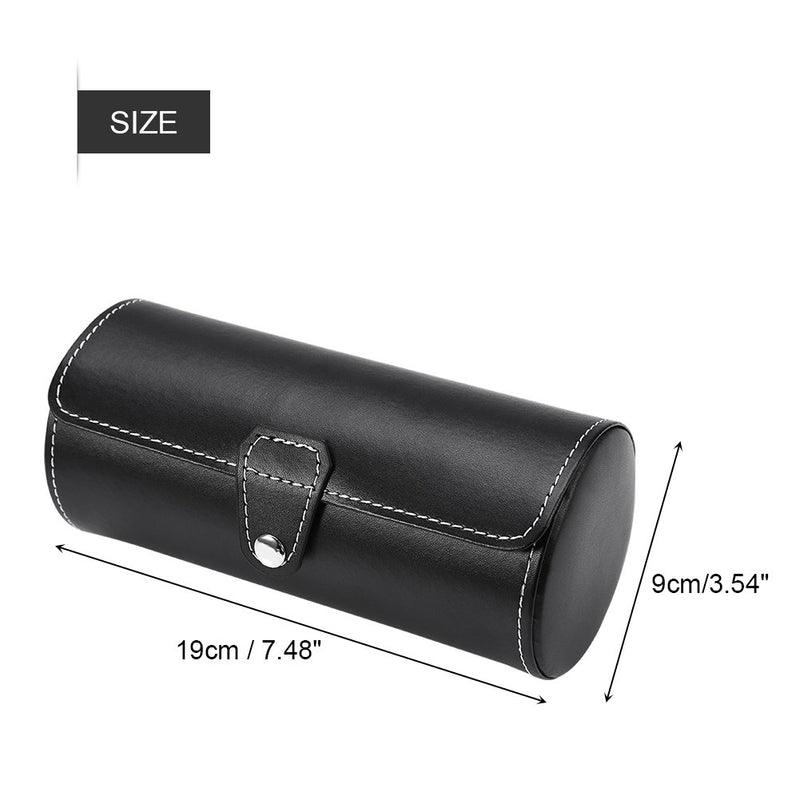 [Australia] - Brino Watch Roll, 3 Grids Cylinder Watch Roll Holder Wristwatch Display Case Jewelry Gift Storage Box Black 