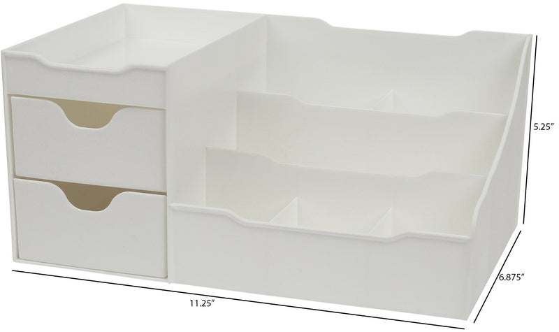 [Australia] - Mantello Makeup Organizer - Vanity Box with Drawers for Cosmetics, Jewelry, Accessories, Nail Care Essentials, Skincare Items - Multi-Purpose Plastic Tabletop Cabinet for Storage & Display - White 