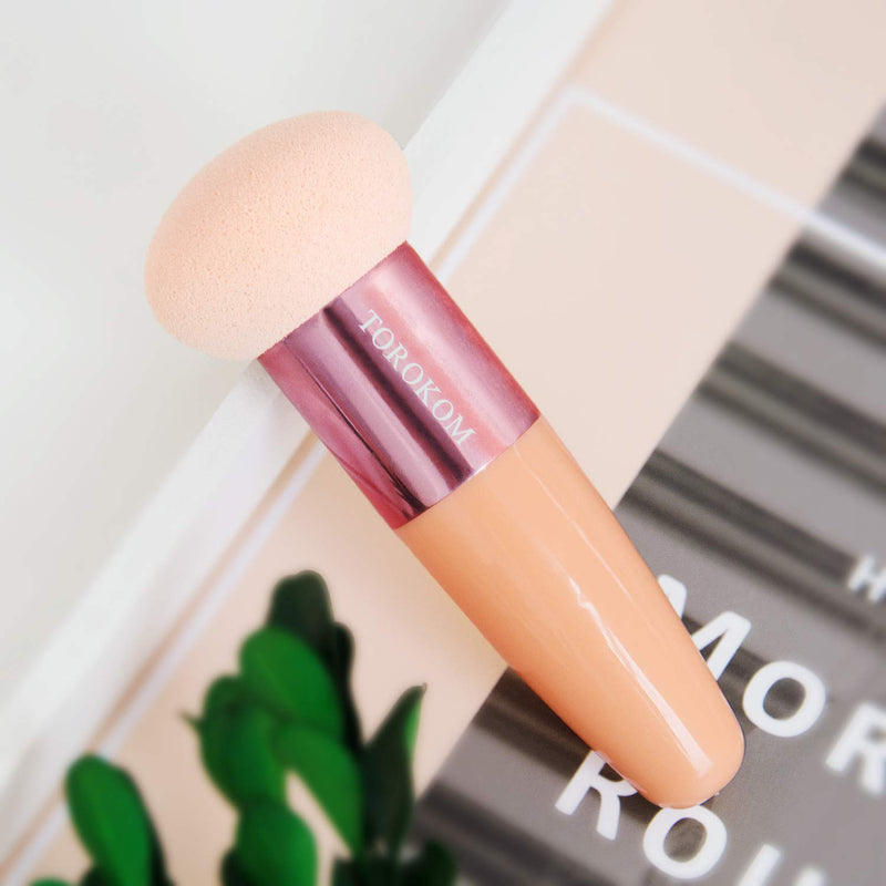 [Australia] - TOROKOM 1Pcs Makeup Sponge Foundation Sponge Blender Beauty Cosmetics Puff Sponge Makeup Brush Tool with Handle for Foundation Powder, Concealer, Beauty Products (Skin Colour) 