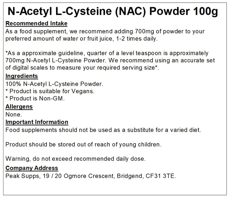 [Australia] - N-Acetyl L-Cysteine Powder 100g - Pure NAC | Vegan Friendly, GMO Free 100 g (Pack of 1) 