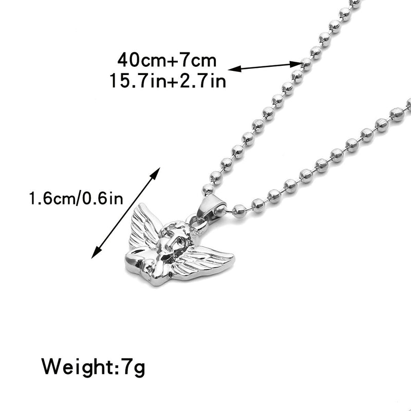 [Australia] - YOOE Angel Baby Wings Pendant Necklace.Cupid Love God Choker Egirl Necklace Infinity Guardian Infant Cherub Neutral Necklace for Women Girls (Silver) 