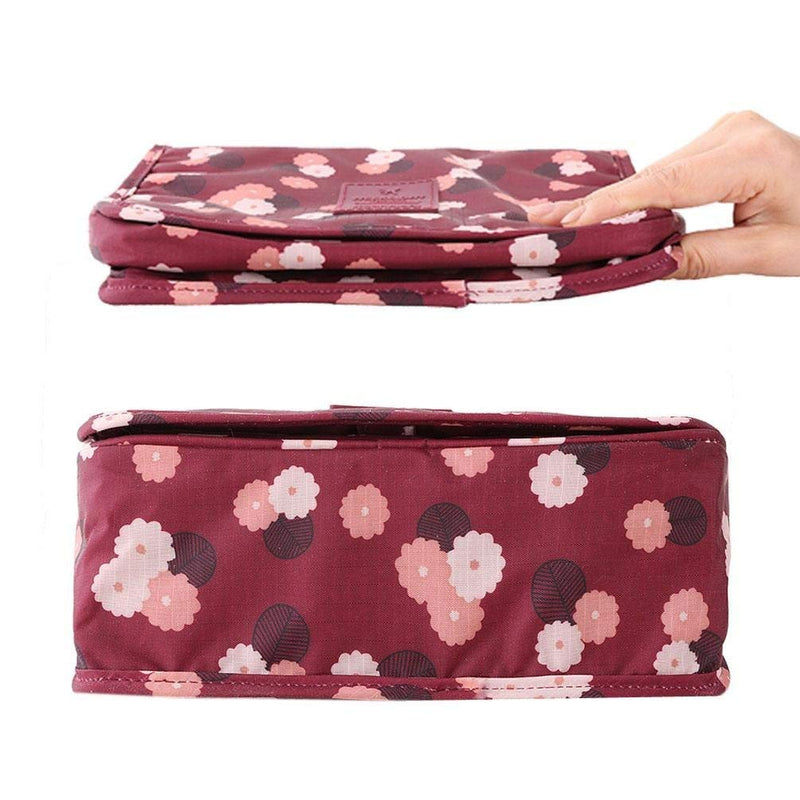 [Australia] - Axgo Multifunctional Cosmetic Portable Travel Folding Make up Toiletry Bags with Hook, Red 