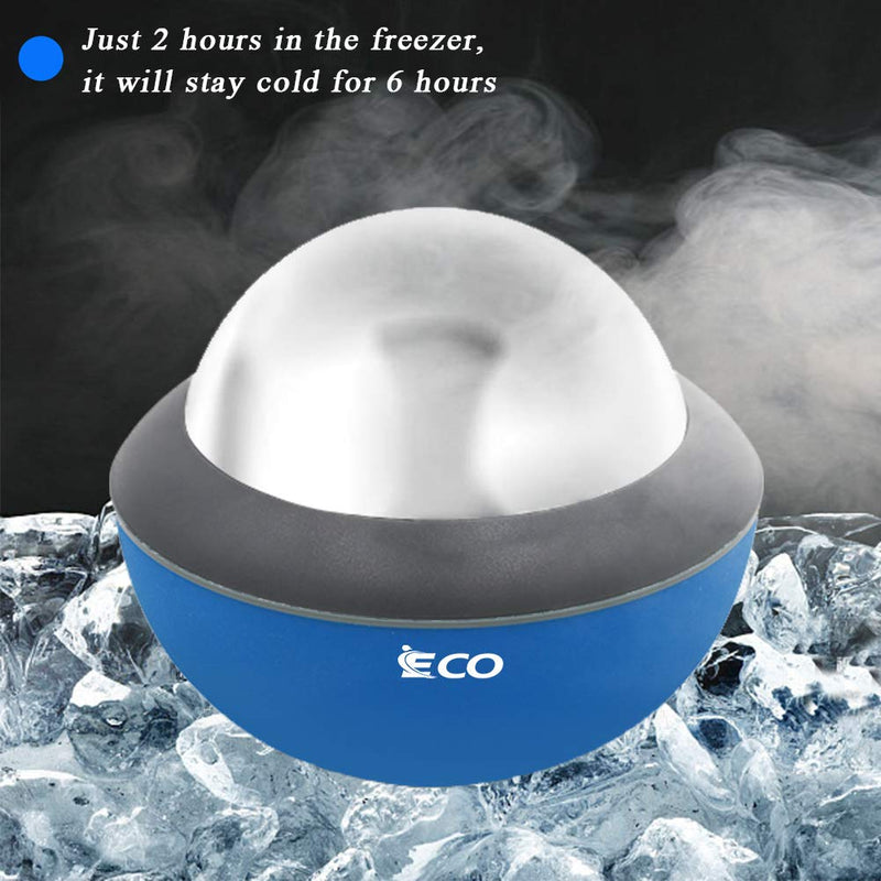[Australia] - Cryosphere Cold Massage Roller Ball - Massage Ball for Cold & Heat Relief, Myofascial Release, Trigger Point Therapy, Muscle Knots - Deep Tissue Ice Massager 80 mm Blue and Grey 