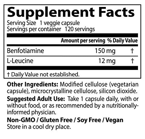 [Australia] - Doctor's Best BenFotiamine with BenfoPure, Non-GMO, Gluten Free, Vegan, Helps Maintain Blood Sugar Levels, 150 mg, 120 Veggie Caps (DRB-00129) 