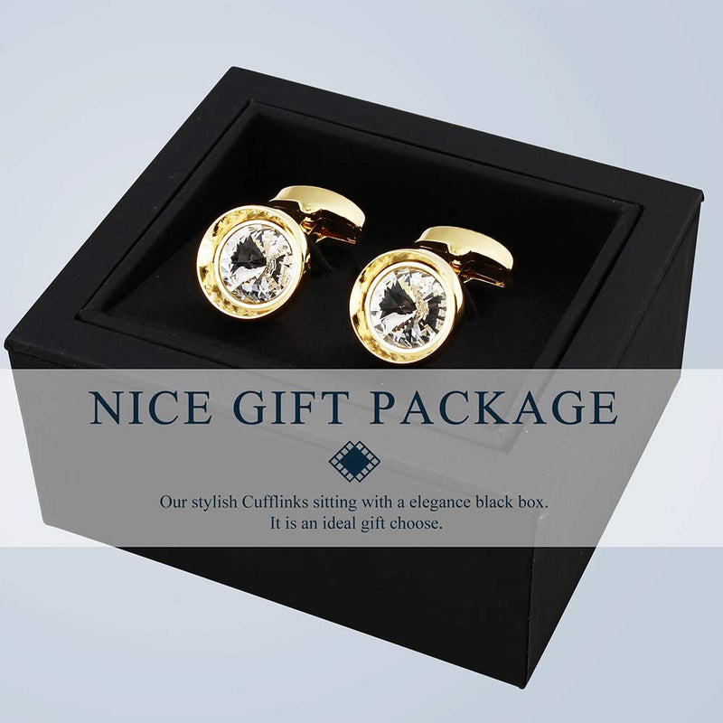 [Australia] - HAWSON Cufflinks for Men-Fashion Multicolor Swarovski Crystal Men French Shirt Cufflinks for Regular Weeding Business White 