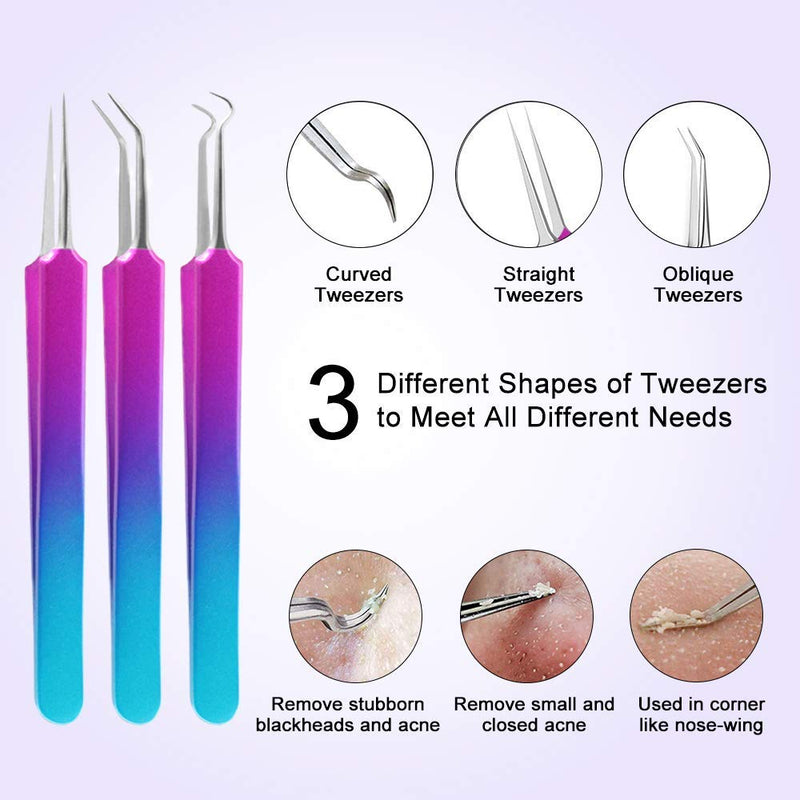 [Australia] - Blackhead and Blemish Remover, Aooeou Pimple Popper Tool Kit - Comedone Extractor Acne Removal Kit for Blemish, Whitehead Popping, Zit Removing for Nose Face Color 