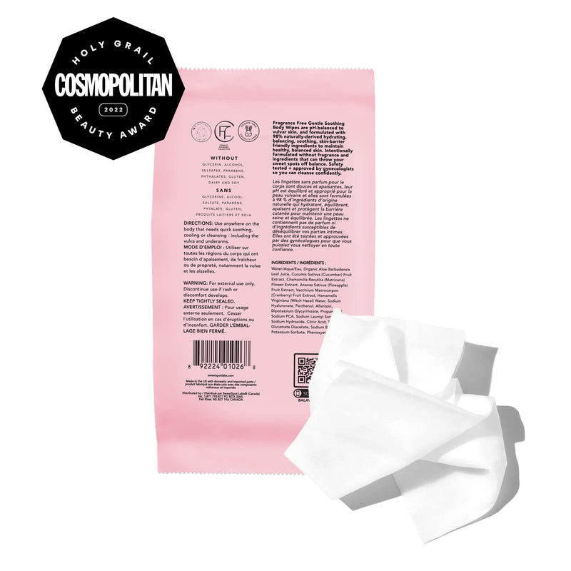 [Australia] - SweetSpot Labs Natural, pH Balanced, Personal Gentle Body Wipes, 30 Count (01 - Unscented (Pack of 4)) 02 - Unscented (Pack of 4) 
