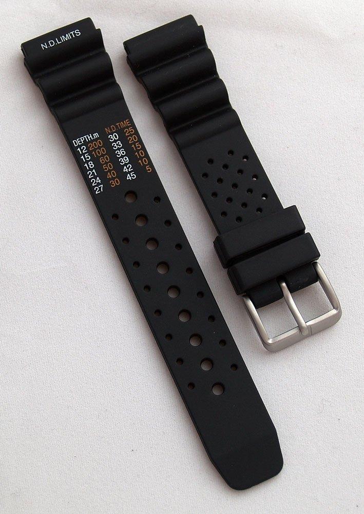 [Australia] - Watchstrapworld SC20-01-0085P - 20 mm Black PU NDL Rubber Watch Strap Compatible with Seiko/Citizen/Orient/Casio and Other Divers Watches 