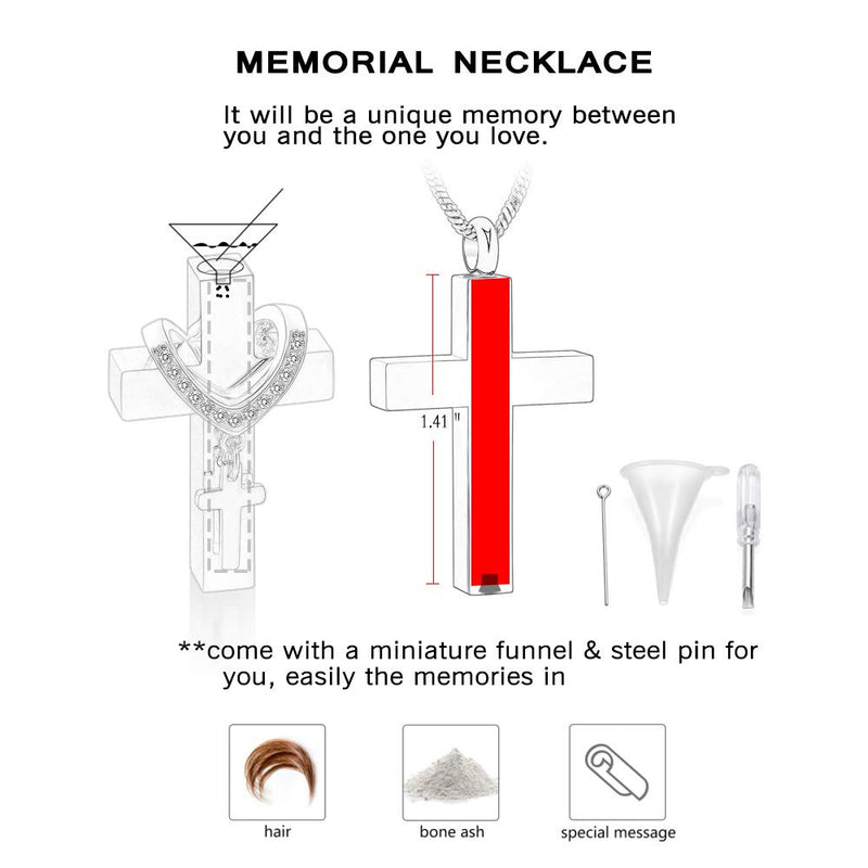 [Australia] - Yinplsmemory Cross Cremation Necklace Urn Pendant for Ashes Papa Memorial Ashes Keepsake Jewelry clear 