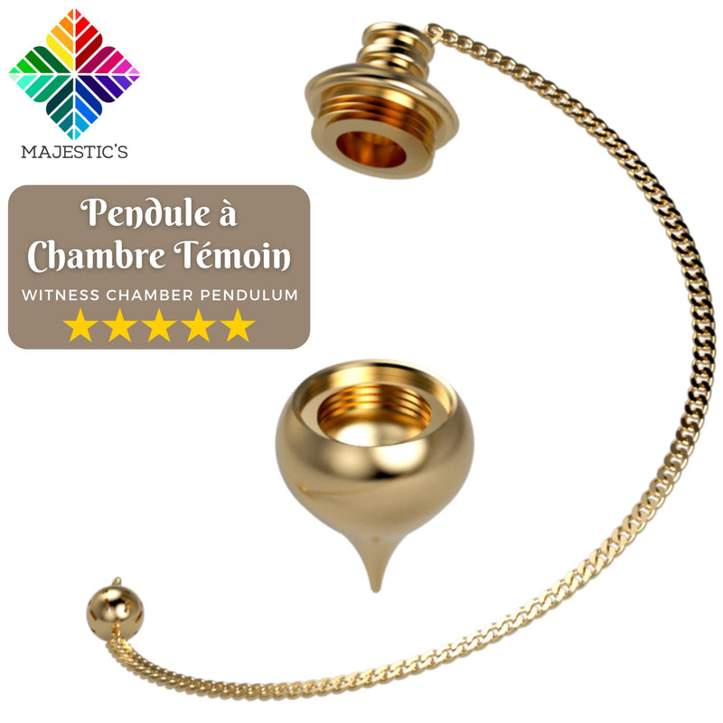 [Australia] - Egyptian Thot Dowsing Pendulum & Abbe Mermet drop Pendant in Gold Brass - Pack of 2 Divinatory Pendulums 