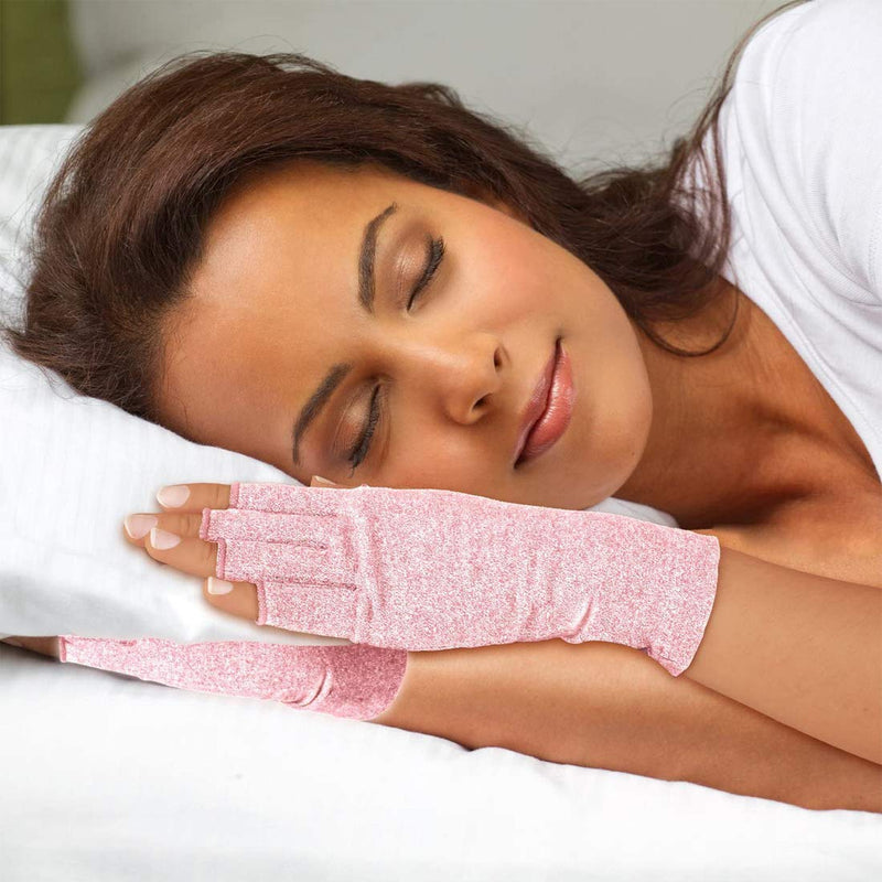 [Australia] - 2 Pairs Arthritis Gloves for Women & Men - Compression Gloves for Arthritis Pain Relief - Rheumatoid & Osteoarthritis, for Typing and Daily Work. M Pink 2 