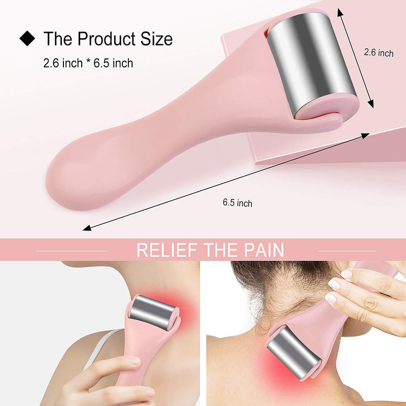 [Australia] - Ice Roller For Face & Eye,Puffiness,Migraine And Pain Relief,Face Roller For Eye Bags,Redness,Headaches,Cold Facial Roller Skincare Stainless Steel Face Massager (Pink) Face Roller 
