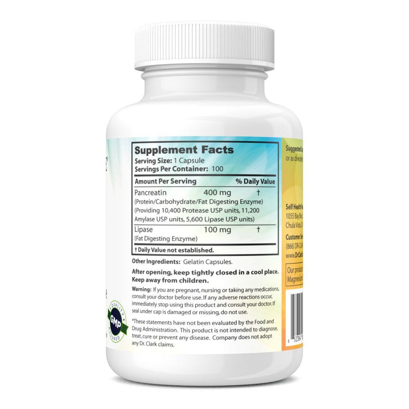 [Australia] - Dr. Clark Pancreatin and Lipase Enzyme Supplement, 500mg, 100 Capsules 