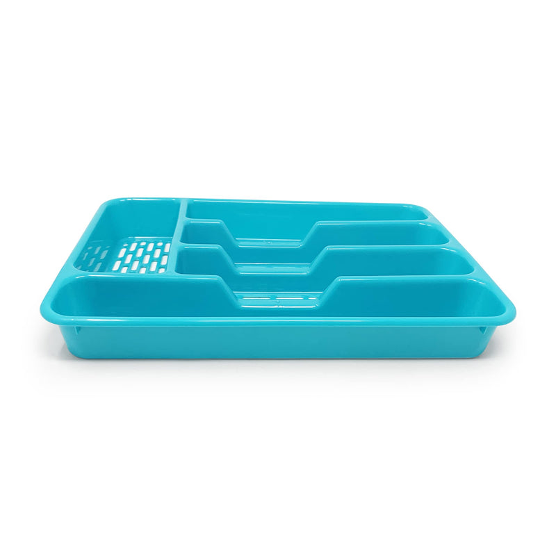 [Australia] - PLASTIFIC Large CUTLERY TRAY Flatware Organiser Strong Plastic Drawer Sliding Tidy (33 x 24 x 4.3, Turquoise) 33 x 24 x 4.3 