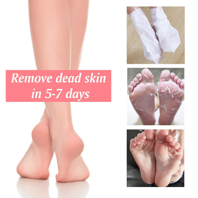 [Australia] - Foot Peel Mask 5 Pack, Peach Soft Callus Peeling Dead Skin Remover Exfoliating Socks Dry Rough Heels Treatment Beauty Feet Mask Natural for Men and Women Pink 