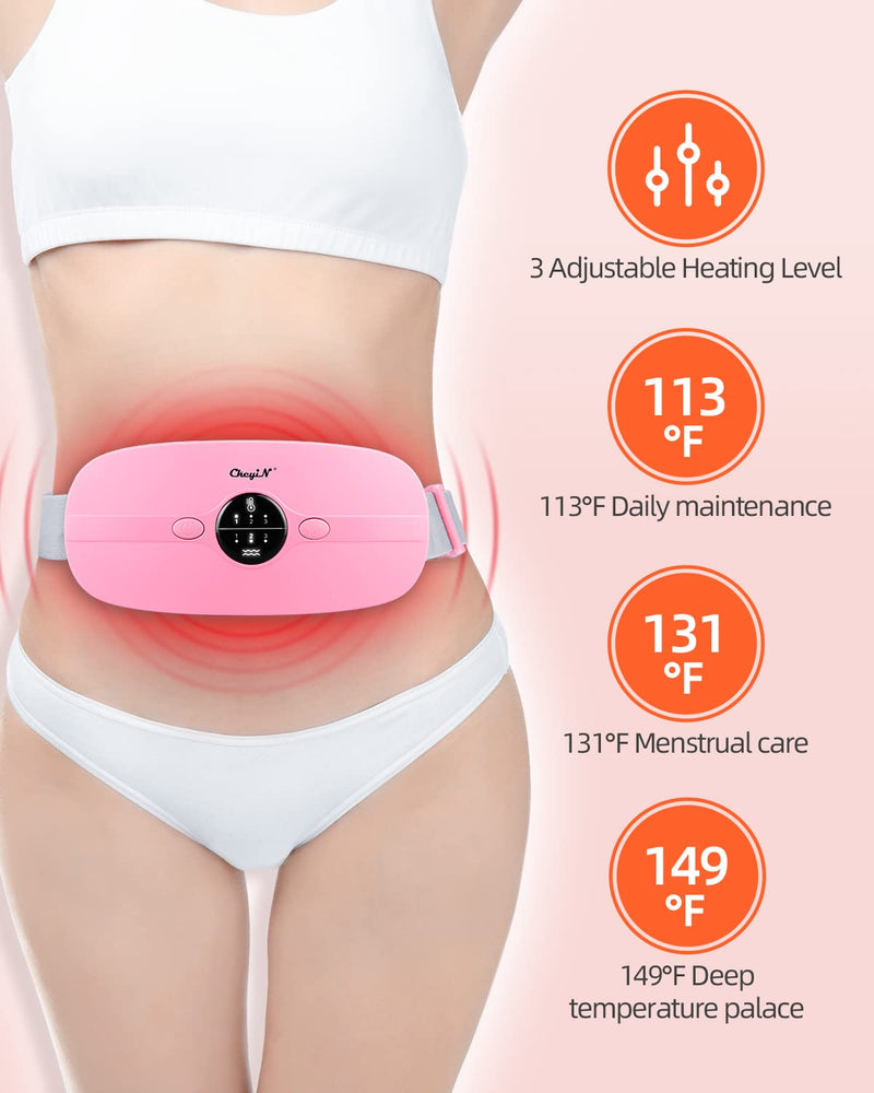 [Australia] - CkeyiN Menstrual Heating Pad, Portable Electric Waist Belt with 3 Heat Levels and 3 Vibration Massage Modes Fast Heating Wrap Belt for Cramps Back Pain Relief Women and Girl 