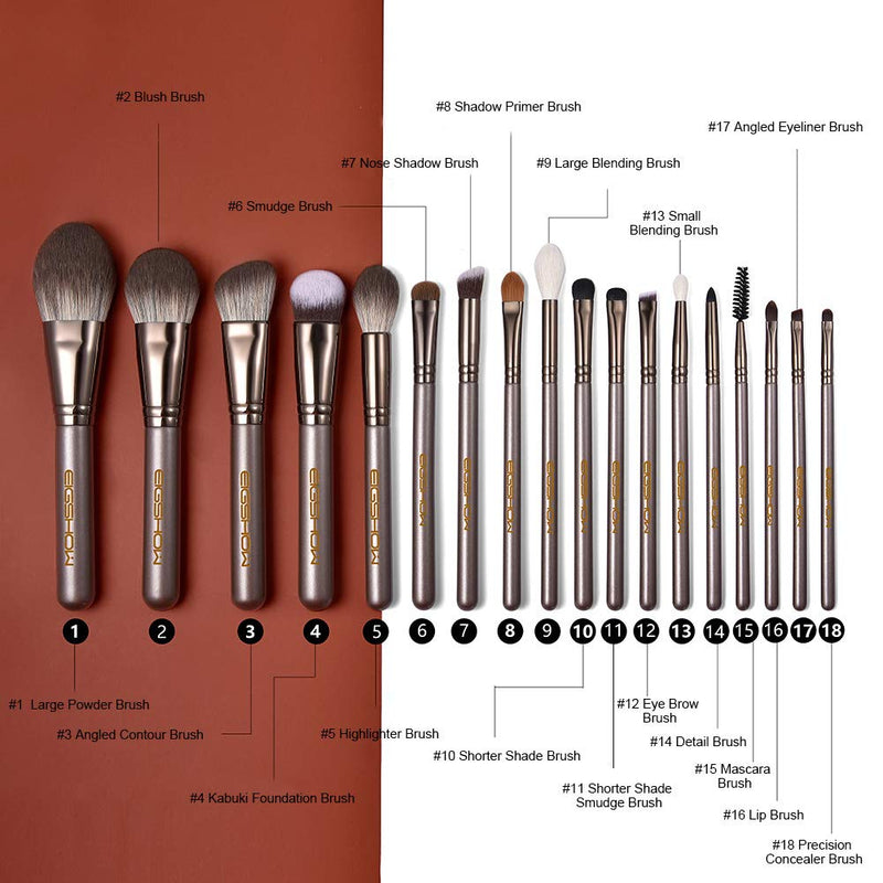 [Australia] - Professional Makeup Brush Set,Eigshow Makeup Brushes Perfect for Foundation Face Powder Blending Blush Bronzer Eyeliner Eye Shadow Brows with Case(PRO 18pcs Coffee) Brown 