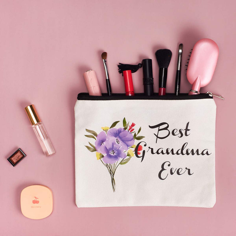 [Australia] - Grandma Gifts Best Grandma Ever Makeup Bag Grandmother Birthday Gifts Nana Gift for Mom from Granddaughter Mother's Day Gifts Cosmetic Bag Travel Makeup Pouch 