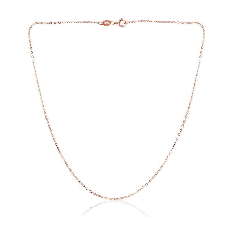 [Australia] - Sea of Ice Sterling Silver 1mm Super Thin Delicate Flat Cable Chain Necklace, 14-36 inch rose-gold-flashed-silver 18.0 Inches 