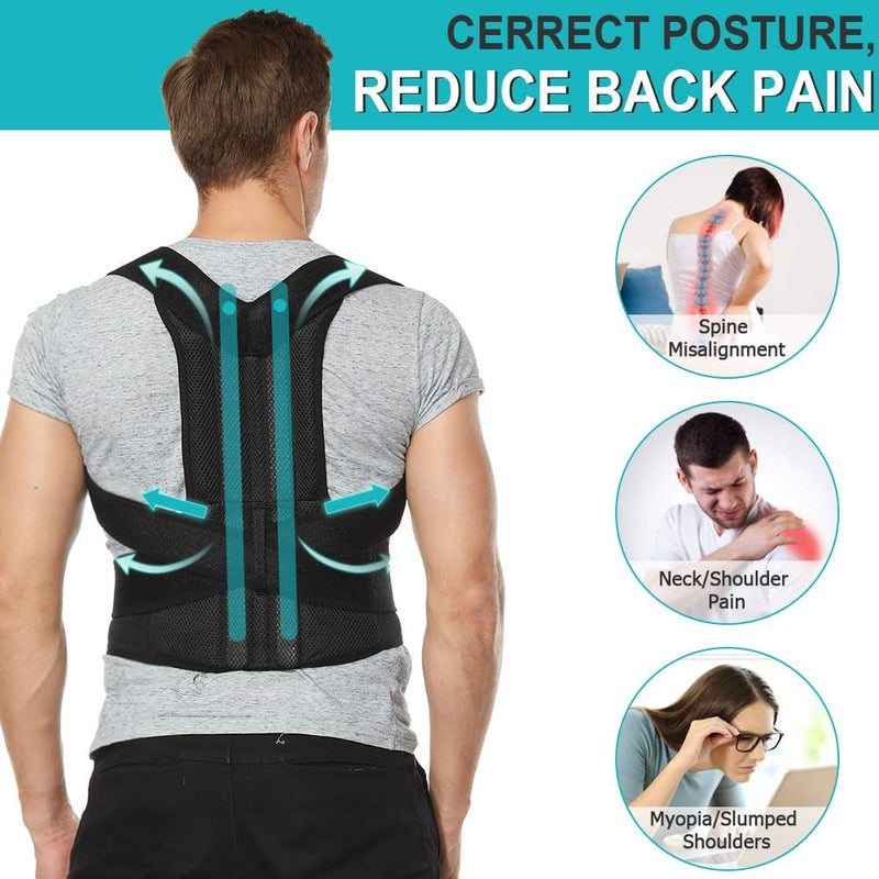 [Australia] - Back Brace Posture Corrector for Women and Men, Back Braces for Upper and Lower Back Pain Relief, Adjustable and Fully Back Support Improve Back Posture and Lumbar Support(L, 35.5"-41.5" Waist) Large (Pack of 1) 