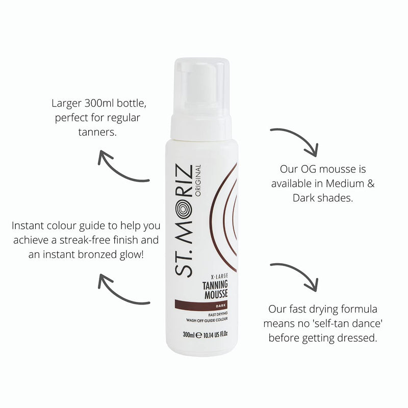 [Australia] - St Moriz Original Extra Large Instant Tanning Mousse, Fast Drying Vegan Fake Tan, Dark (300ml) 