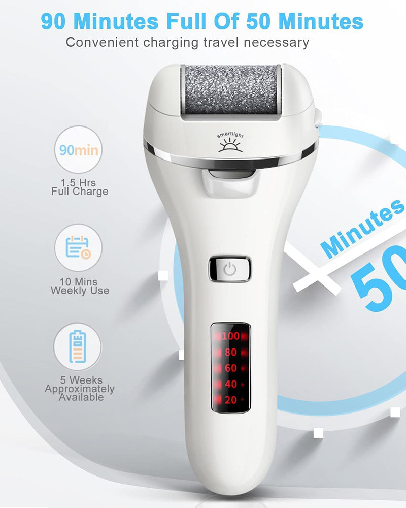 [Australia] - Electric Foot File, Vxdoirk Rechargeable Waterproof Feet Hard Skin Remover Foot with 3 Replacement Rollers and 2 Speeds,Battery Display Dry Dead Skin Remover feet For Foot Care 