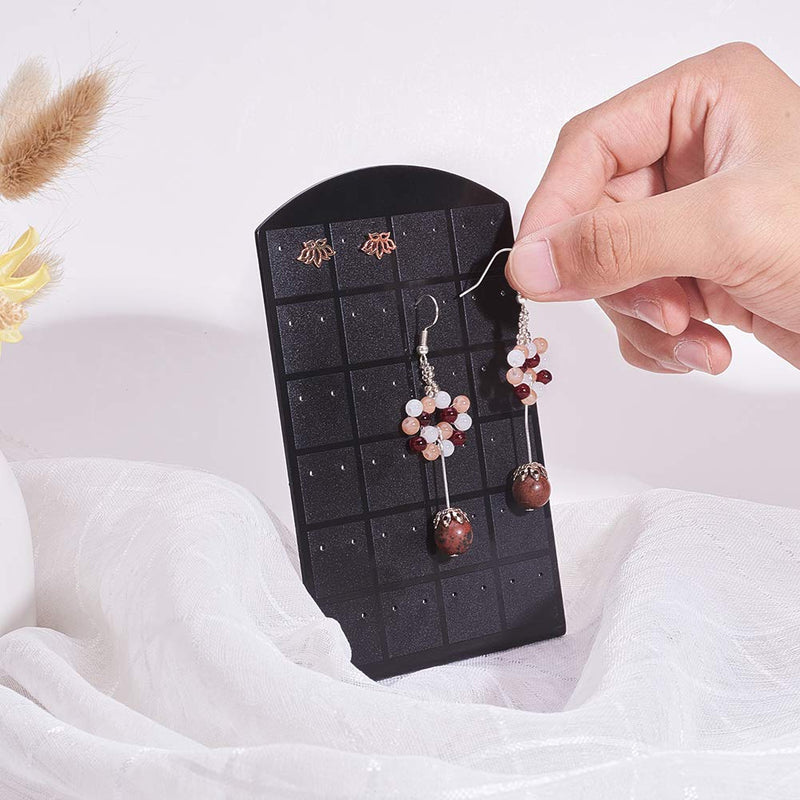 [Australia] - PH PandaHall 5 Packs 48 Holes Black Earring Holder Organizer Earring Stand Display L-Shape Earrings Ear Studs Jewelry Show Plastic Display Showcase 