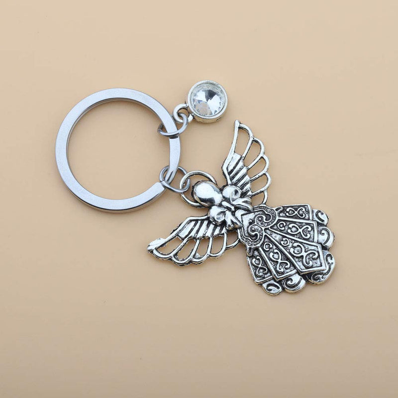 [Australia] - BNQL Guardian Angel Keychain with Birthstone Memorial Key Chain Personalised Gift April 