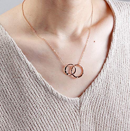 [Australia] - Long tiantian Mother Daughter Necklace Two Interlocking Infinity Double Circles Necklace Mother's Day Jewelry Gifts from Daughter rose gold 