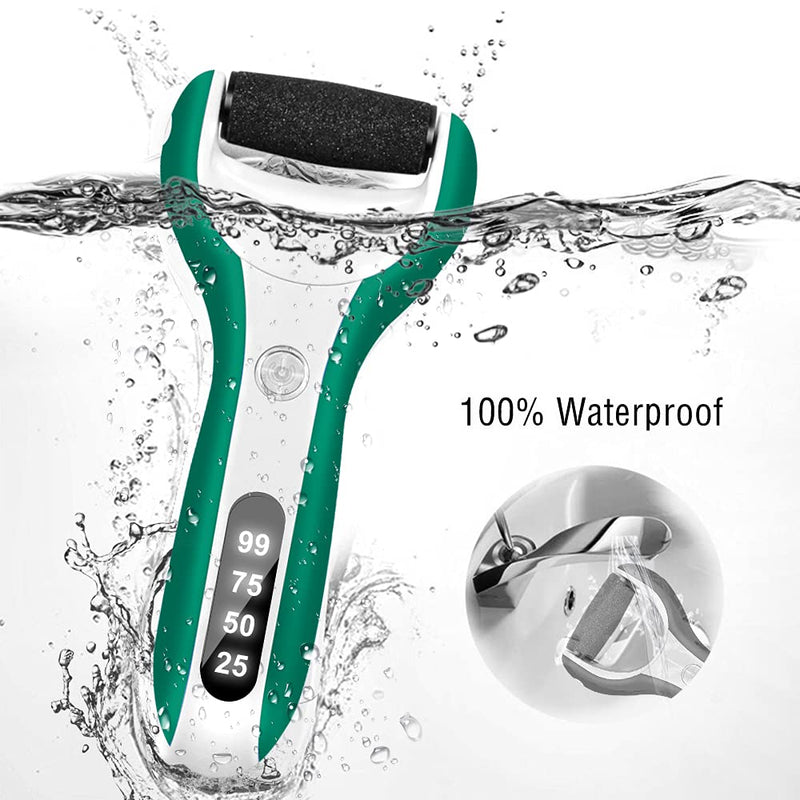 [Australia] - BOMPOW Hard Skin Remover Foot File IPX7 Waterproof Foot Scrubber with 3 Rollers LED Light (Green) Green 