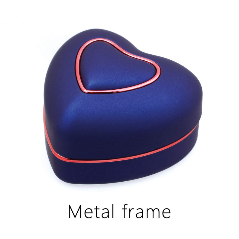 [Australia] - Wislist Necklace Box with Led Light Small Heart Shaped Earring Jewelry Case Insert Velevt for Proposal Engagement Wedding Ceremony Birthday Gift (Blue) Blue 