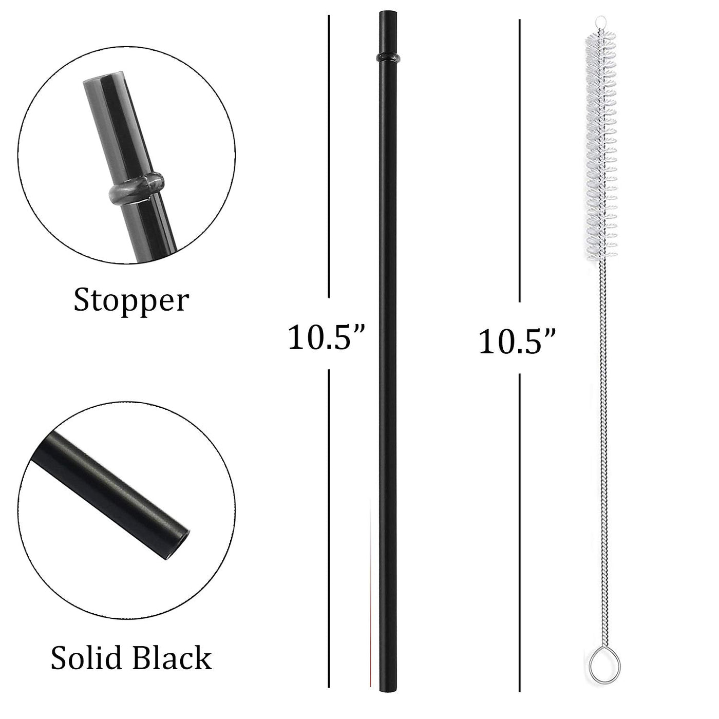 Plastic 10.5” replacement reusable plastic straw for Tumblers