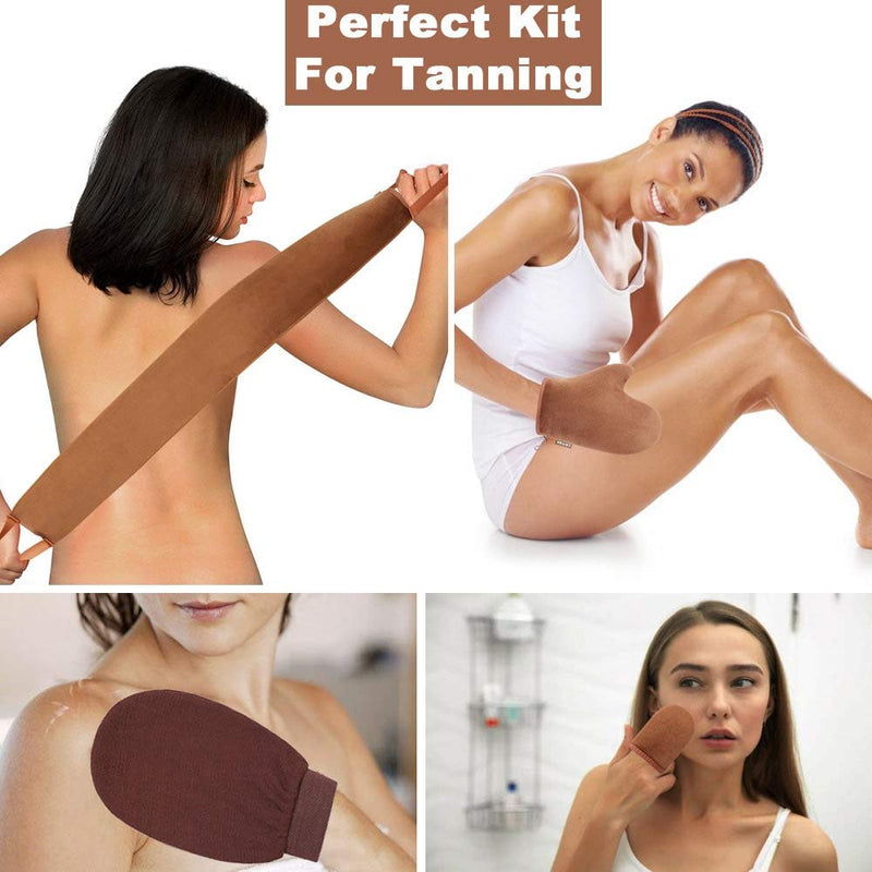 [Australia] - GAIYAH Self Tanning Mitt Applicator Kit, With Lotion Applicator For Back, Exfoliator Glove And Face Tan Mitt, Fake Tan Mitt, Self Tan Back Applicator - Set of 4 