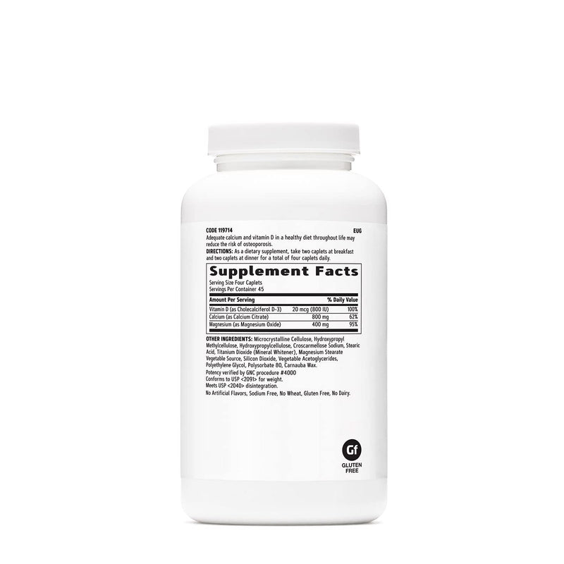 [Australia] - GNC Calcium Citrate Plus Magnesium & Vitamin D-3 800 mg - 180 Caplets 