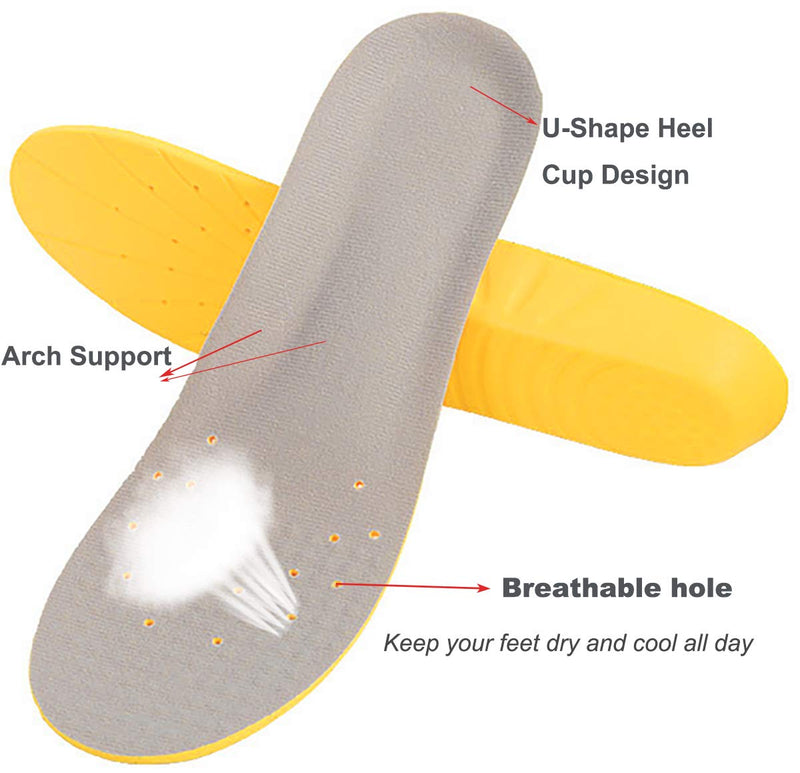 [Australia] - Memory Foam Insoles, Shoes Inserts for Women and Men, Kids Insoles, Providing Arch Support, Great Cushion and Shock Absorption, Relieve Foot Pain S (Women 5-6/ Kids 2-5) 