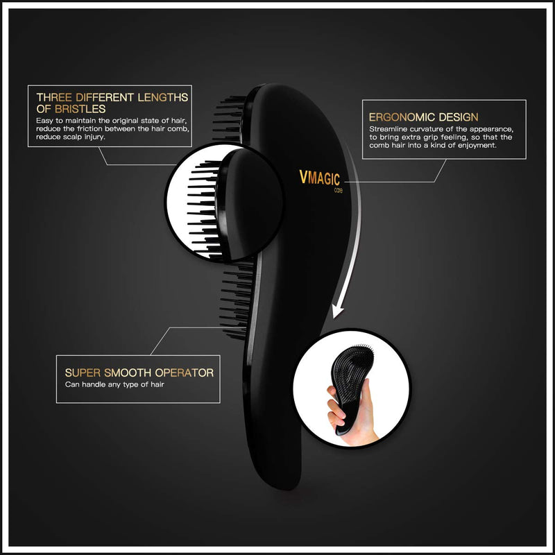 [Australia] - Detangling Brush - glide the Detangler Brush through Tangled hair - Best Brush / Comb for Women, Girls, Men & Boys - Use in Wet and Dry Hair (G-Black) G-Black 