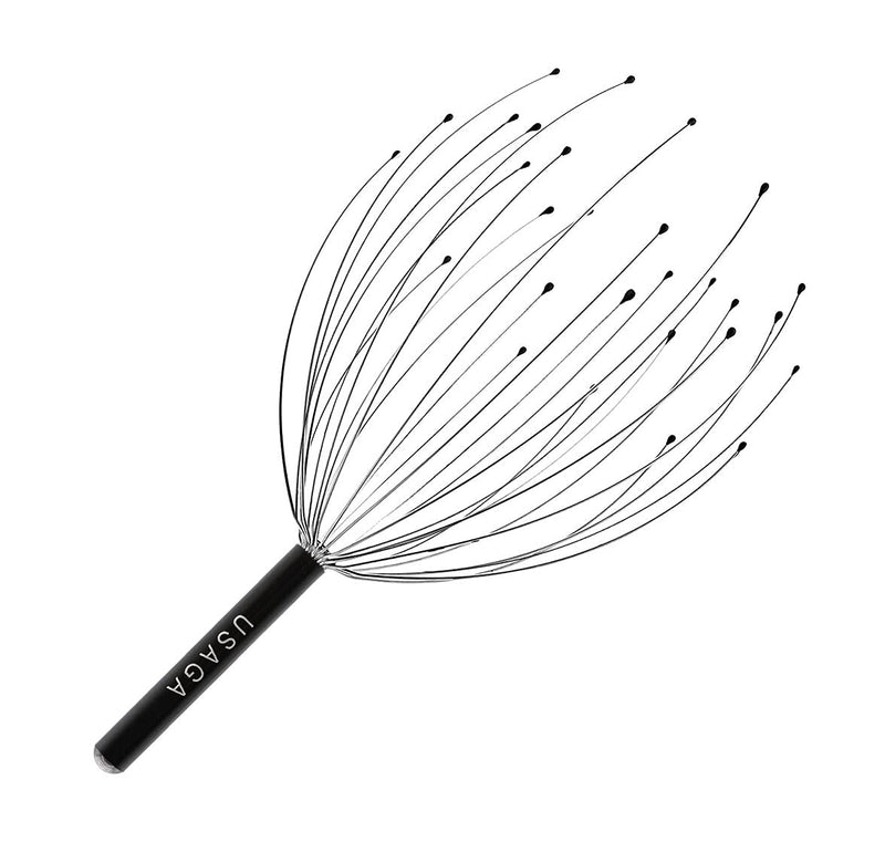 [Australia] - USAGA 28 Finger Head Scratcher, Head Massager, Scalp Massager, Head Whisk Massager, Wire Massager for Head Hair Body Massage and Stress Relax (Black) Black 