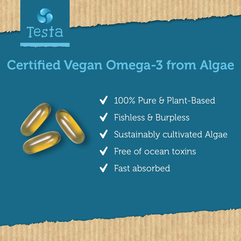 [Australia] - Vegan Omega 3 Supplement - High Strength DHA + EPA 450mg Per Capsule - Supports Heart, Brain, Joint Health - Plant-based Omega 3 from Algae Oil - Two Months Supply 