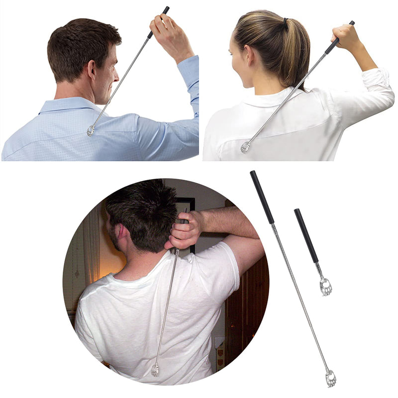 [Australia] - Back Scratcher, WOVTE Bear Claw Telescopic Back Scratcher Portable Extendable Stainless Steel Back Massager for Adults Stocking Fillers for Men Women Itch Relief Black 