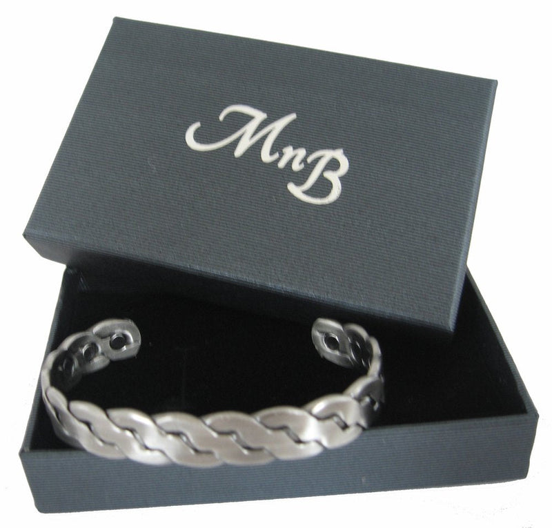 [Australia] - Copper Magnetic Bracelet in Woven Design with a Pewter Finish for Men and Women (Large) L (Pack of 1) 